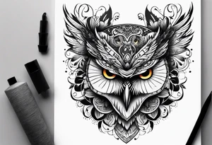 Owl and butterflies tattoo idea