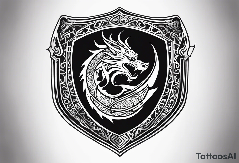 Valhalla shield sword dragon runes tattoo idea