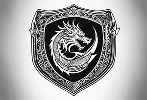 Valhalla shield sword dragon runes tattoo idea