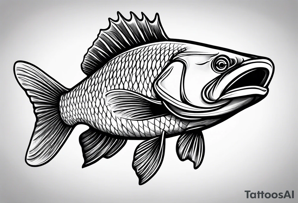 walleye line work tattoo idea