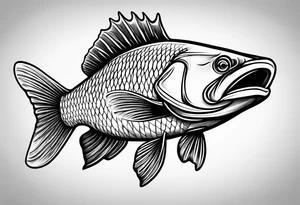 walleye line work tattoo idea