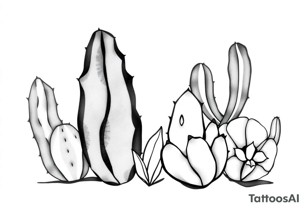 Cute cacti tattoo idea