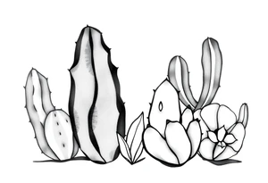 Cute cacti tattoo idea