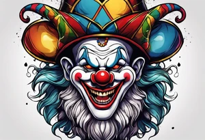 Split-faced jester clown tattoo idea
