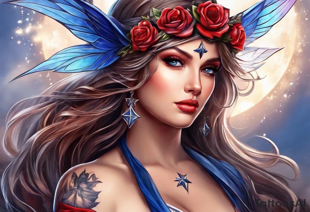 Patriotic fairy tattoo idea