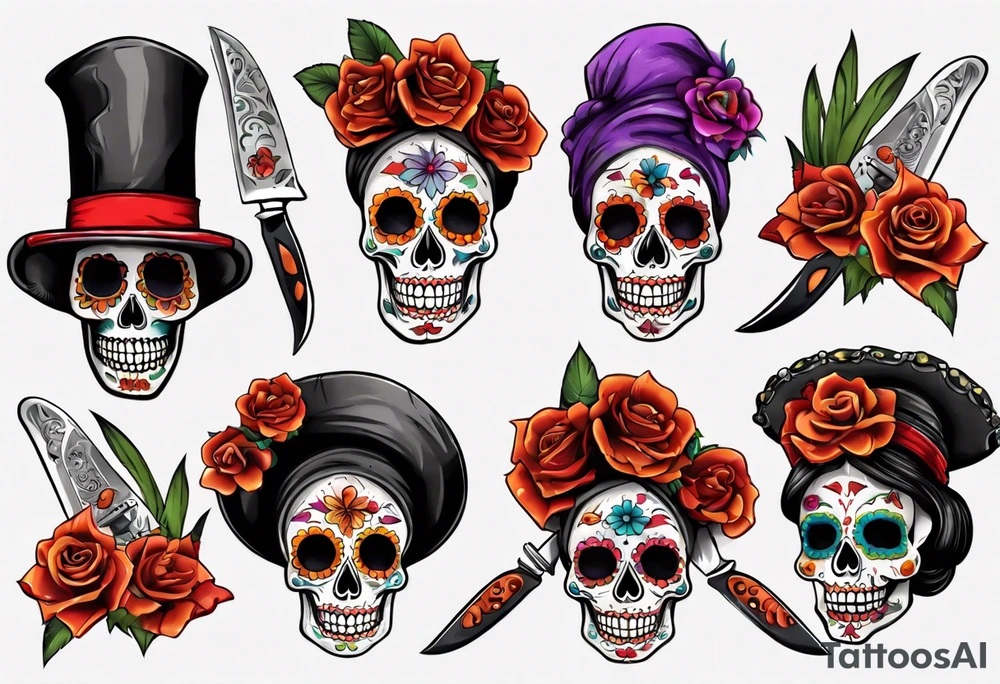 La catrina, cooking, day of the dead, knives, skull tattoo idea
