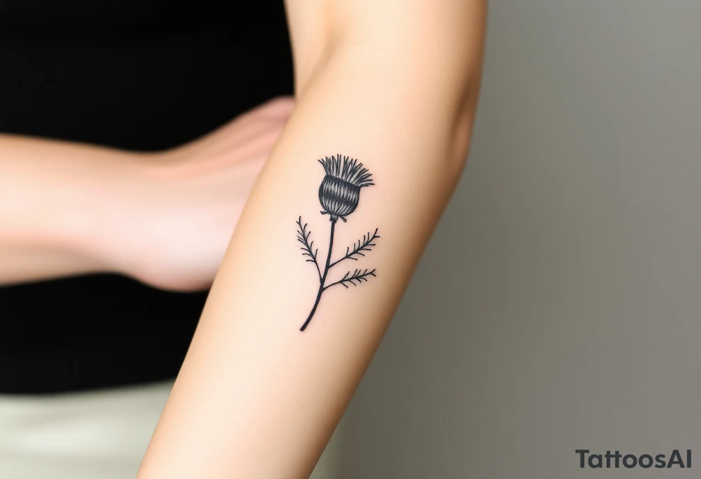 thistle minimalist tattoo idea