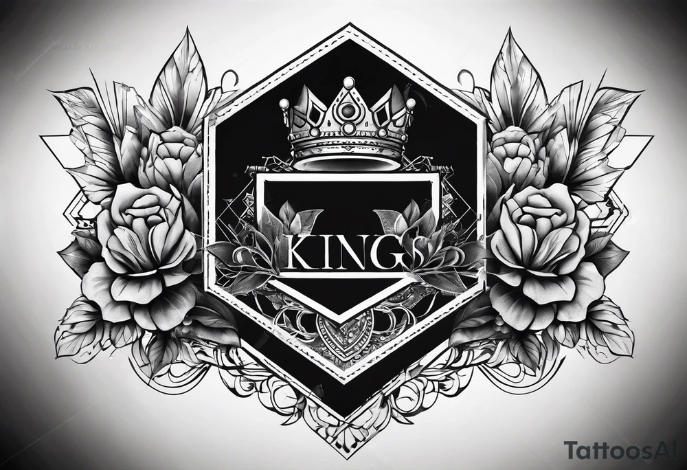 kings crown hexagon black tattoo idea