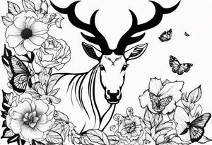 Capricorn and butterflies with a cross sleeve tattoo idea