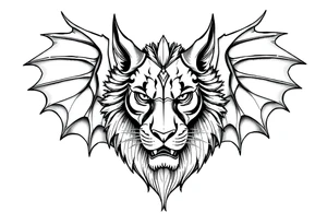 Female Lioness dragon face angel wings tattoo idea