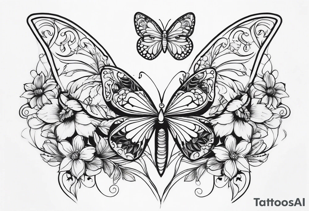 Butterflies and flowers tattoo idea
