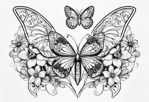 Butterflies and flowers tattoo idea