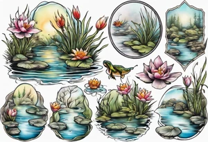 still water scene of pond tattoo idea