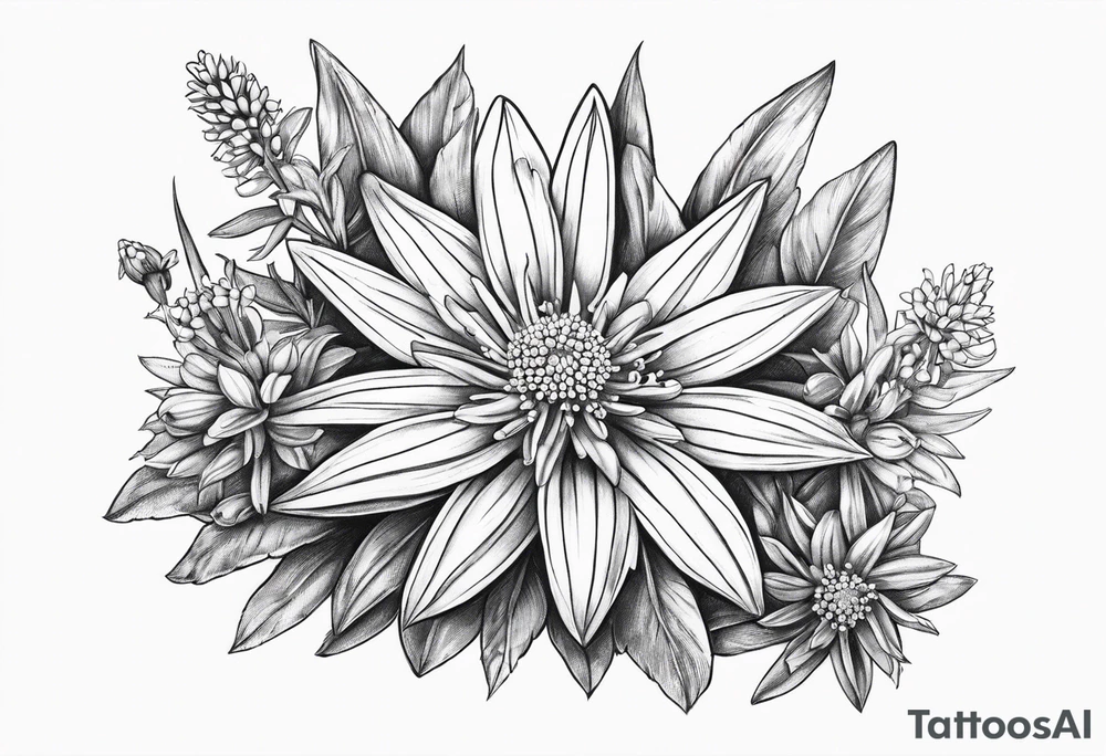 Edelweiss flower on a mountain tattoo idea