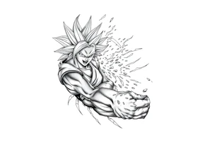 legendary dragonball z scene with energy aura and power effects tattoo idea