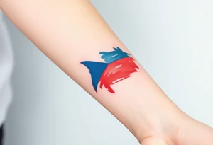 A stylized Czech flag in brushstroke style, with a hand-painted aesthetic and dynamic motion tattoo idea