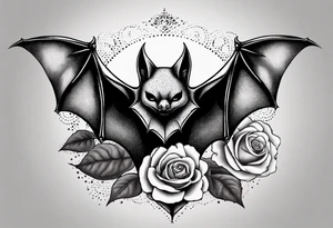 Bat with rose gothic style for arms tattoo idea