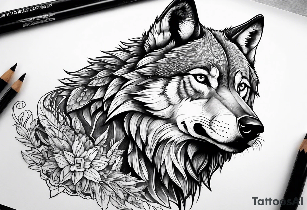 Alpha wolf tattoo idea