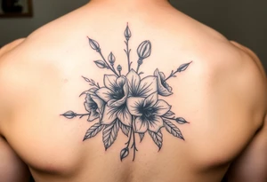 bouquet of posionous flowers tattoo idea