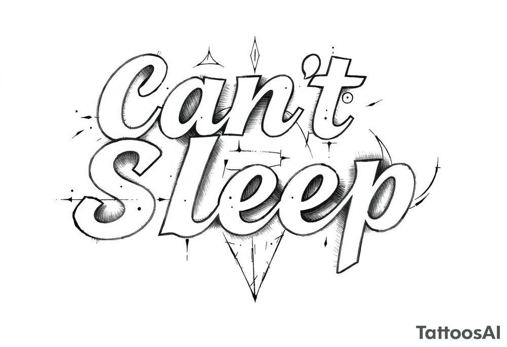 Words “Can’t Sleep” tattoo idea