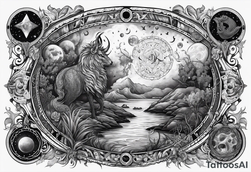 Eldridge creature, astrology scene tattoo idea