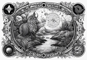 Eldridge creature, astrology scene tattoo idea