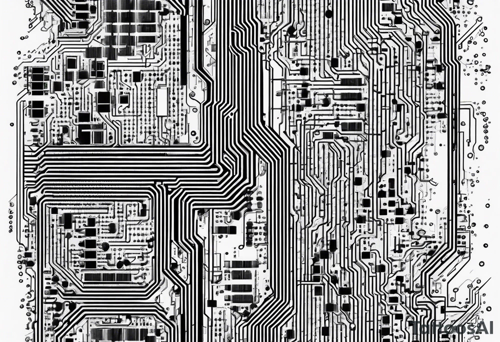 Circuit board minimalistic tall and long tattoo idea