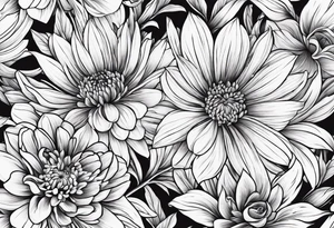 Chrysanthemums, Rose, Gladiolus tattoo idea