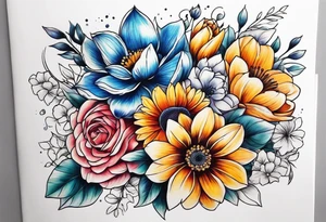flower bouquet tattoo idea