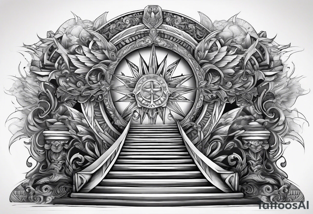 Valhalla sword shield stairs tattoo idea