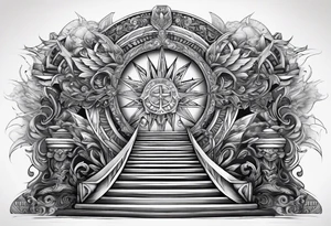 Valhalla sword shield stairs tattoo idea
