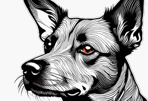 Koolie cross kelpie portrait tattoo idea