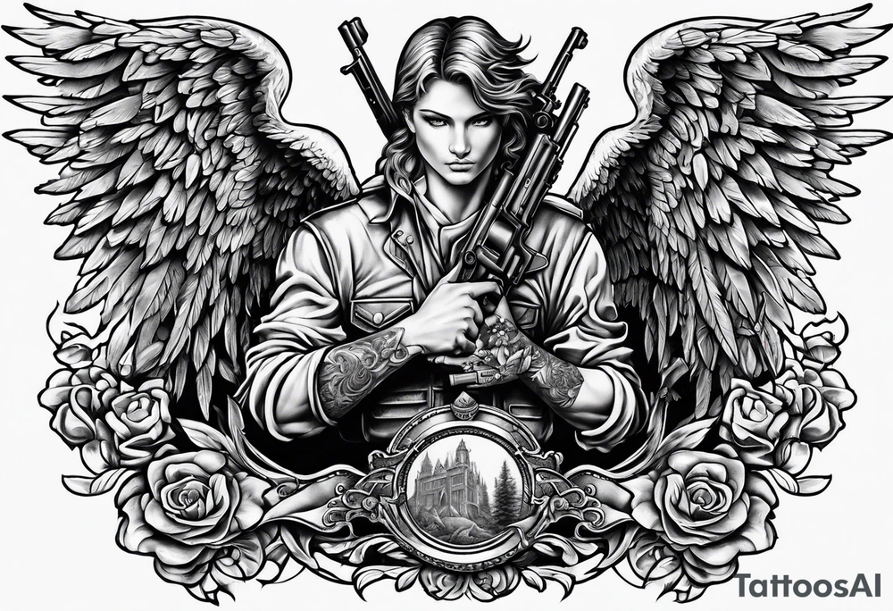 Angels with guns tattoo idea