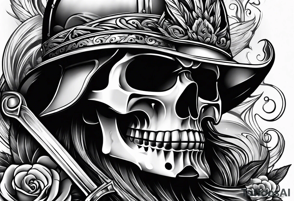 brandweerhelm met vuur en een halligan tool tattoo idea