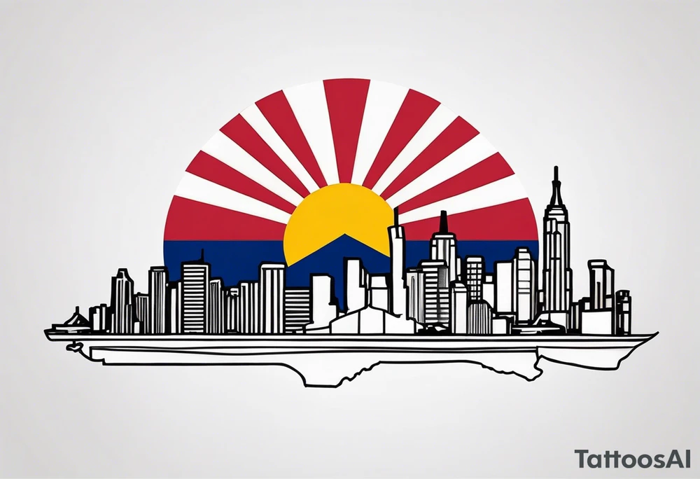 Arizona flag on top of the NYC skyline tattoo idea