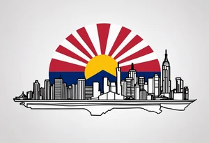 Arizona flag on top of the NYC skyline tattoo idea