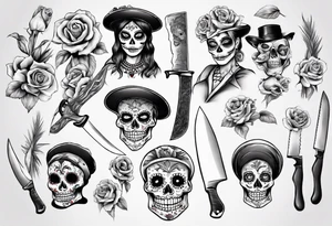 La catrina, cooking, day of the dead, knives tattoo idea