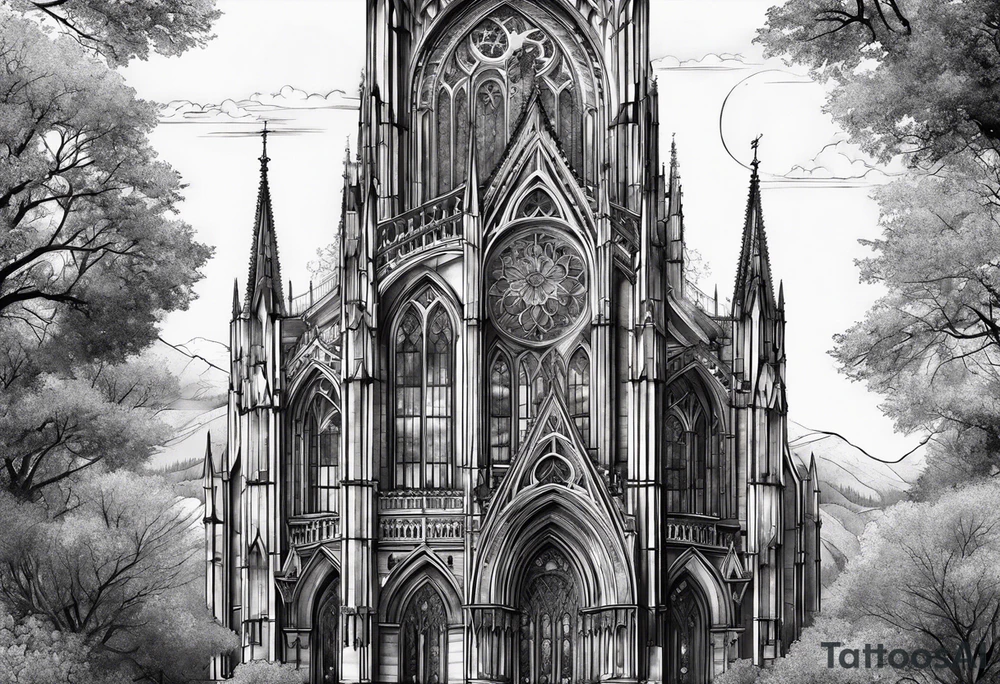 gothic cathedral tattoo idea
