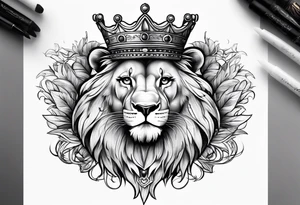 Lion cub with crown tattoo idea