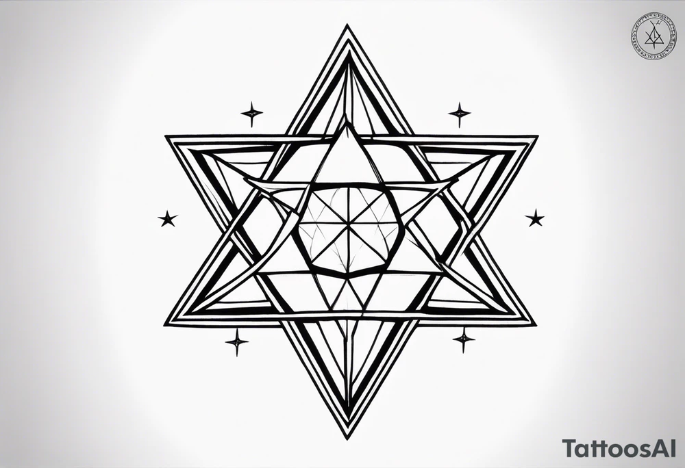 knee tattoo with unicursal hexagram from Thelema tattoo idea