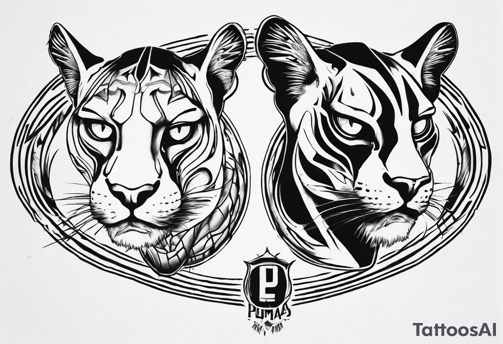 Two black pumas like in the album cover of Black Pumas (2019) tattoo idea