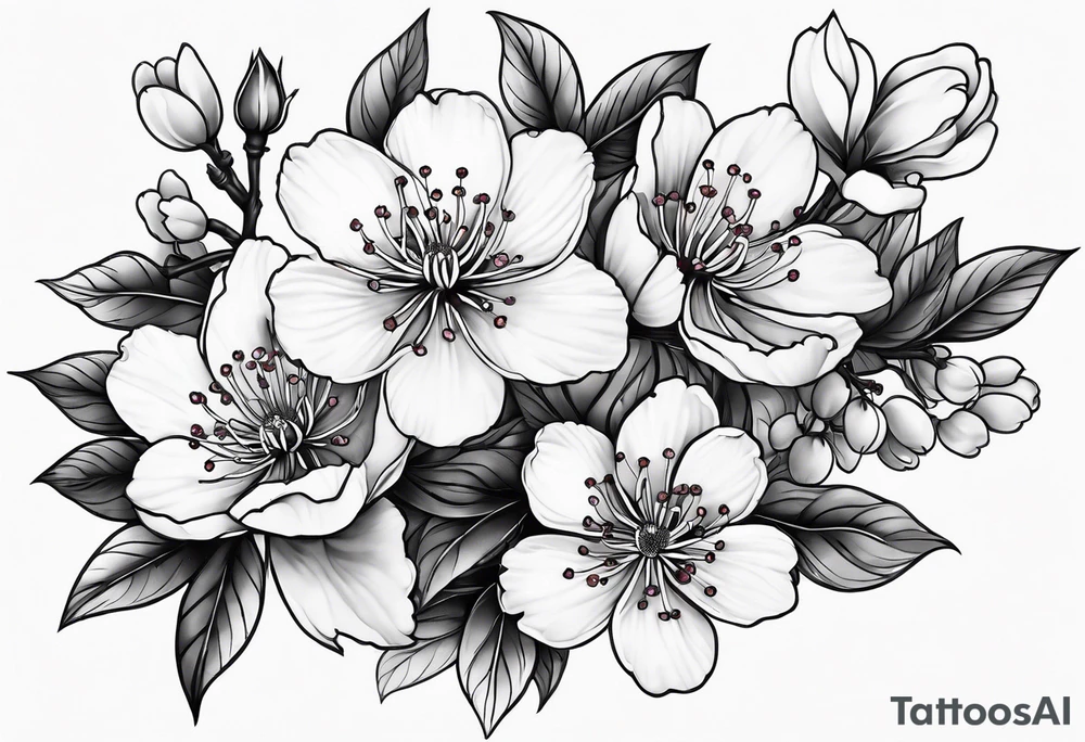 Full sleeve design with cherry blossoms tattoo idea
