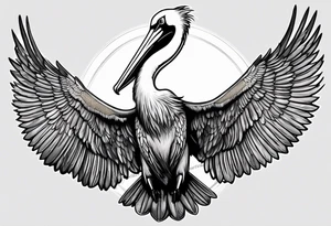 fishing tucked wings 
pelican tattoo idea