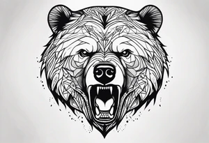 Angry Bear face tattoo idea