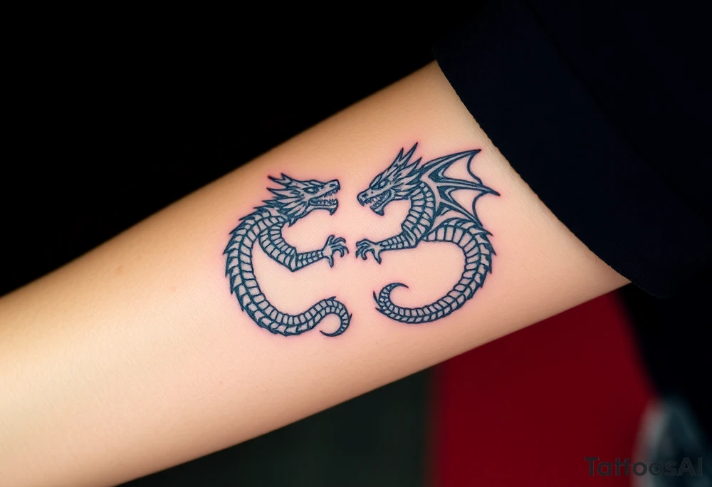 2 dragons symbolizing inner conflict tattoo idea