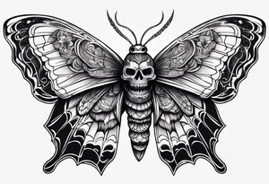 Moth with skull on its back and symmetrical wings tattoo idea