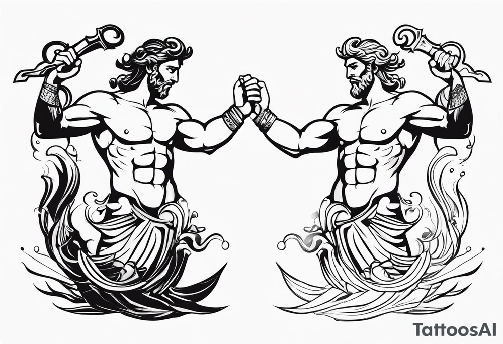 Olympian Hermes and Poseidon tattoo idea