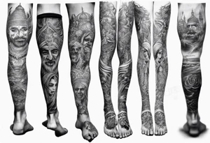 full Leg sleeve tattoo. im from punjab and value equality, social justice, service to humanity, and tolerance for other religions tattoo idea