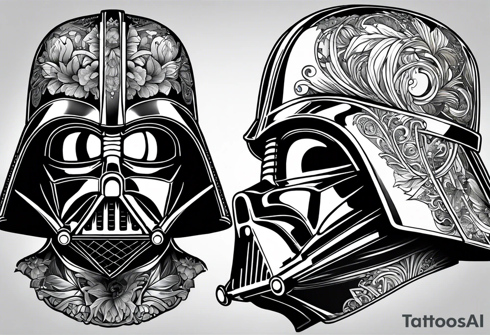 Darth Vader with broken helmet showing real face tattoo idea