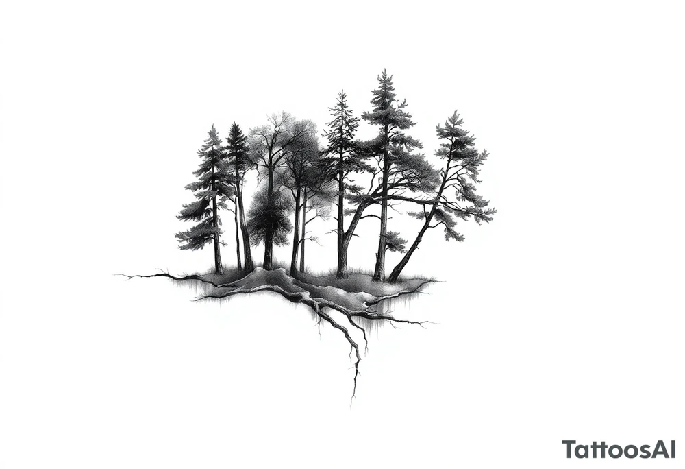 Full arm sleeve that starts with trees on the forearm tattoo idea Full arm sleeve that starts with trees on the forearm tattoo idea
